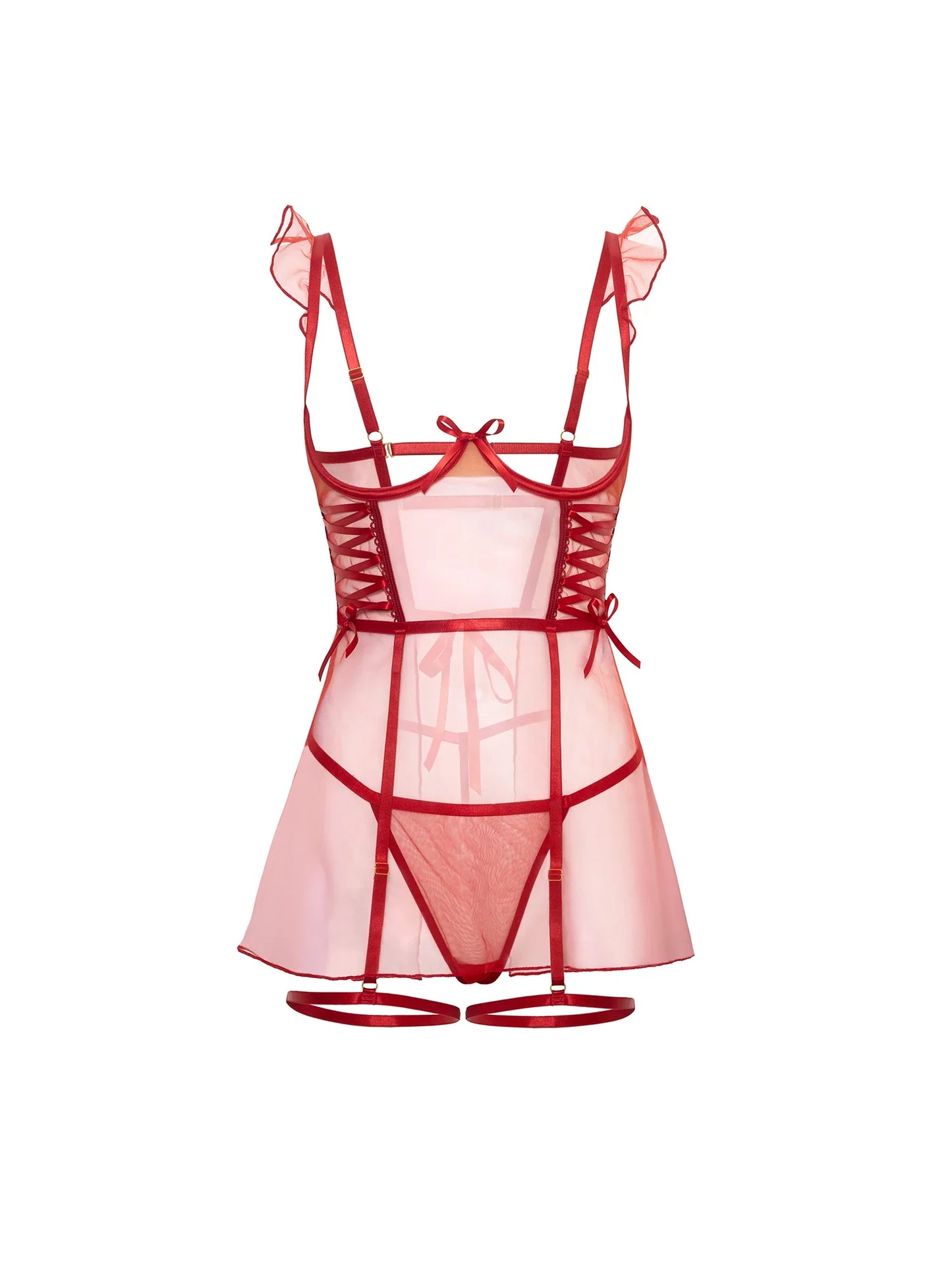 Oh la la Cheri Darcy Open Cup Sheer Babydoll Red
