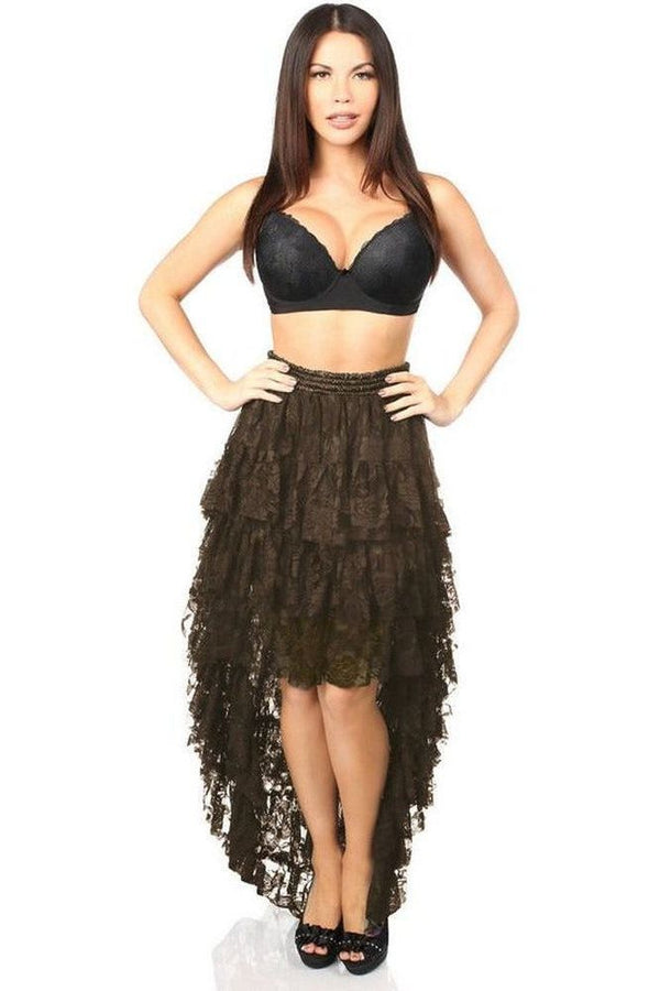 Daisy Corsets LIMITED EDITION Dark Brown High Low Lace Skirt
