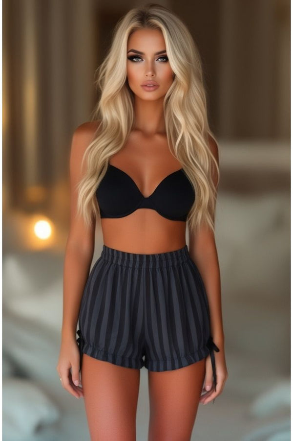 Daisy Corsets Dark Gray/Black Striped Bloomers