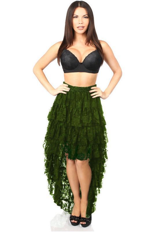 Daisy Corsets Dark Green High Low Lace Skirt ACC-12