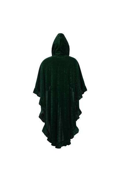 Dark Green Velvet Hooded Ruffle Cape - Daisy Corsets