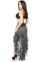 Dark Grey High Low Lace Skirt - Daisy Corsets