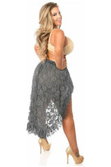 Dark Grey Lace High Low Skirt - Daisy Corsets