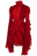 Daisy Corsets Dark Red Velvet & Lace Ruffled Jacket
