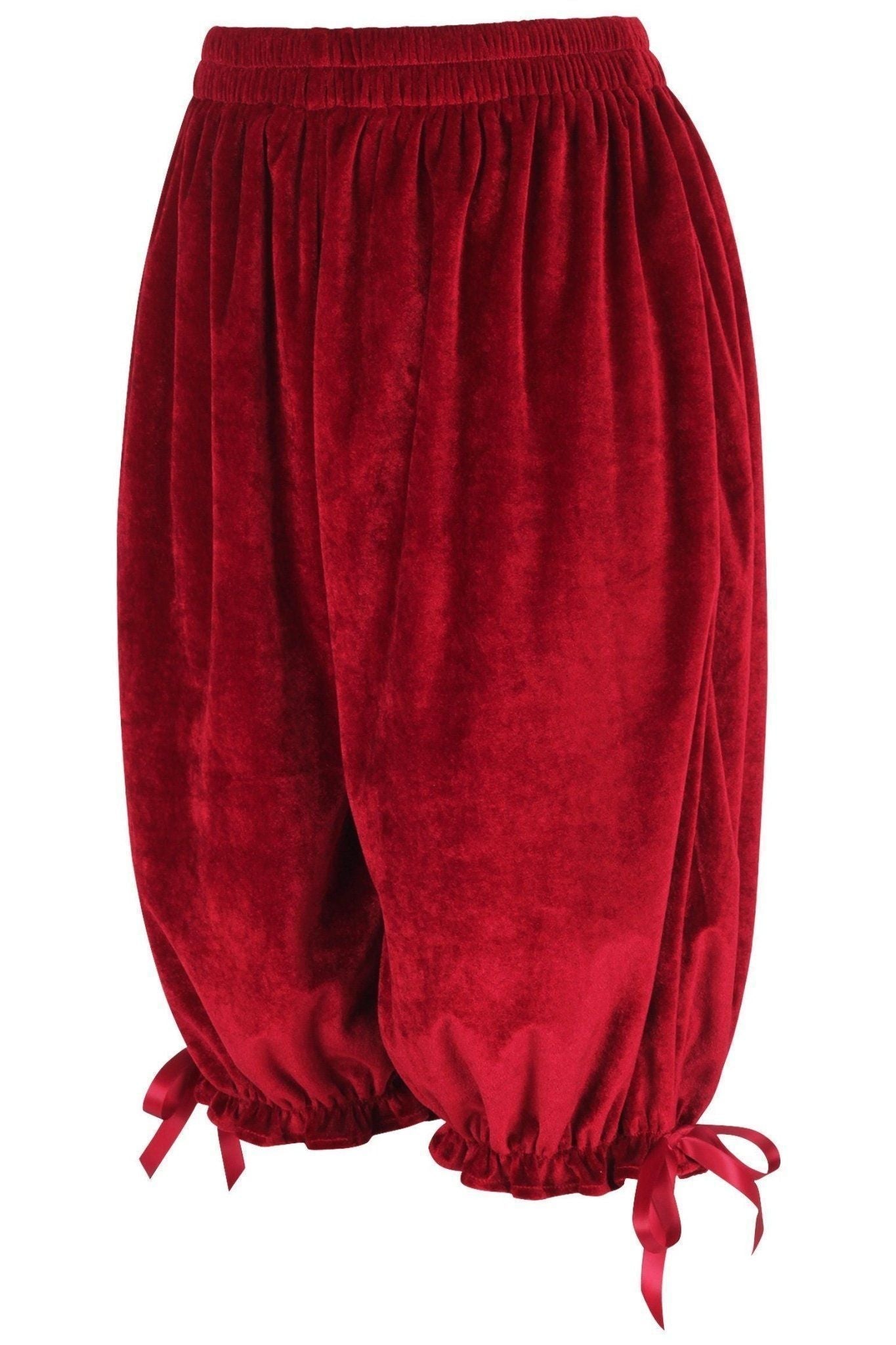 Dark Red Velvet Long Bloomers - Daisy Corsets