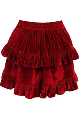 Daisy Corsets Dark Red Velvet Ruched Bustle Skirt