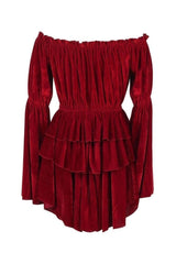 Daisy Corsets Dark Red Velvet Ruffle Dress