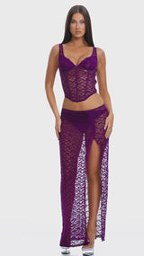 Forplay Feel Me Textured Lace Bustier Lingerie Set