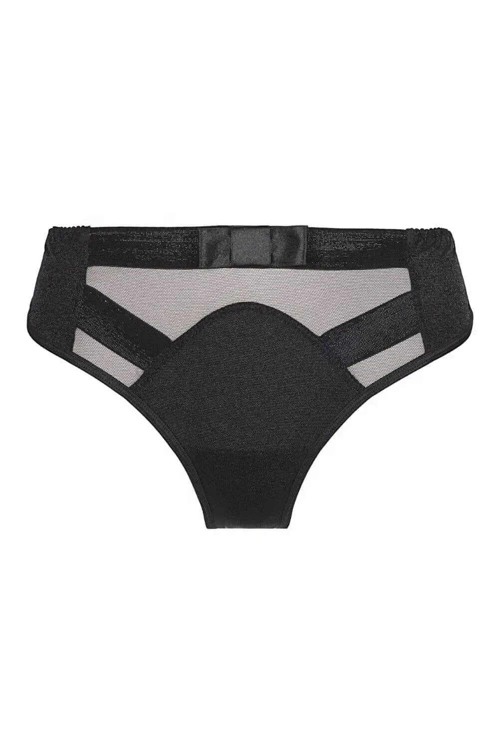 Axami Deco Shimmer Bikini Briefs: black shimmering material, delicate tulle, and a charming big bow.