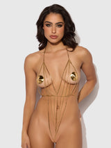 Deep V-Plunge Chain Teddy Gold