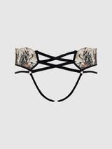Delilah Embroidered Sheer Hipster Ouvert Panty Black/Taupe