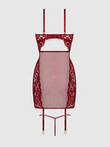 Dezi Lace & Chain Chemise Set Rhubarb