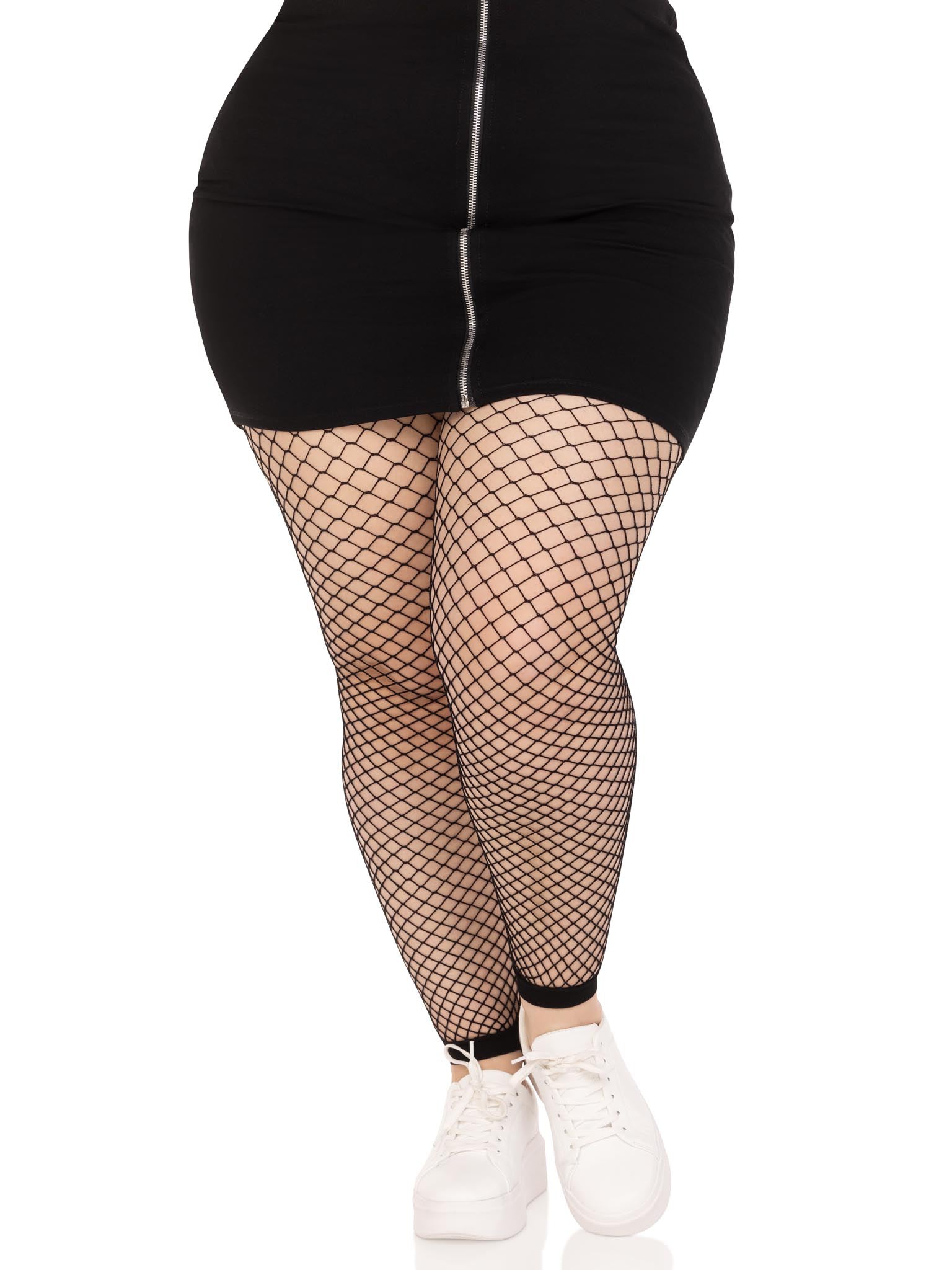 Leg Avenue Industrial Net Footless Tights - 1x/2x - Black