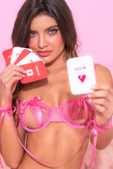 Mapale Doll Up Bow and Tell Open Cup Bra Set Valentine Pink