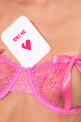 Mapale Doll Up Bow and Tell Open Cup Bra Set Valentine Pink