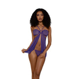 Dreamgirl Babydoll Set With Panty - One Size - Ultra Violet