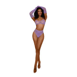 Dreamgirl Lace Bralette Panty and Gloves Set - One Size - Lilac