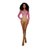 Dreamgirl Ombre Net Bodystocking - One Size - Tropical Peach