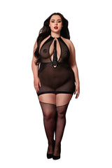 Dreamgirl Queen Sexy Garter Slip and Flogger Diamond Black