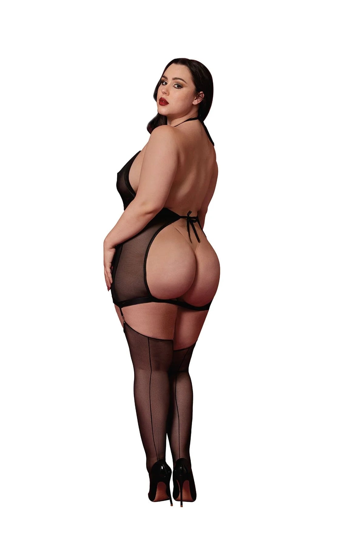 Dreamgirl Queen Sexy Garter Slip and Flogger Diamond Black