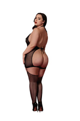 Dreamgirl Ulitmate Garter Slip and Flogger - One Size - Black