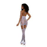 Dreamgirl Triniad Gartered Bodystocking - One Size - White