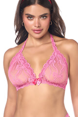 Mapale Dreamy Delicate Feminine Lace Bralette Bra Set Valentine Pink