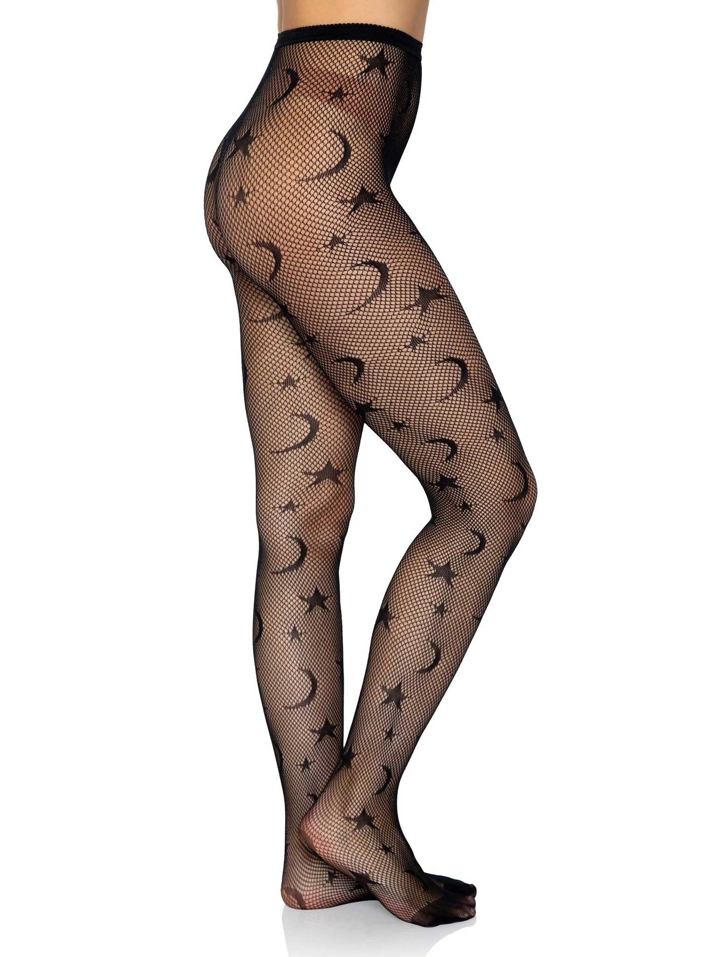 Leg Avenue Celestial Net Tights - One Size - Black