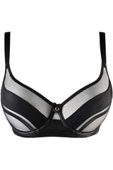Sheer Stripe Unlined Bra Jet Black