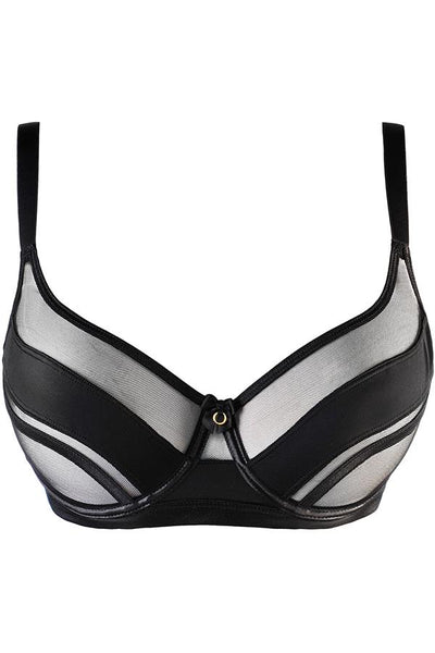 Sheer Stripe Unlined Bra Jet Black