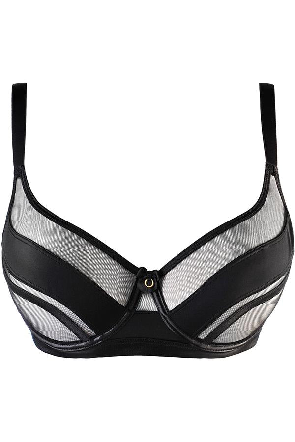 Sheer Stripe Unlined Bra Jet Black