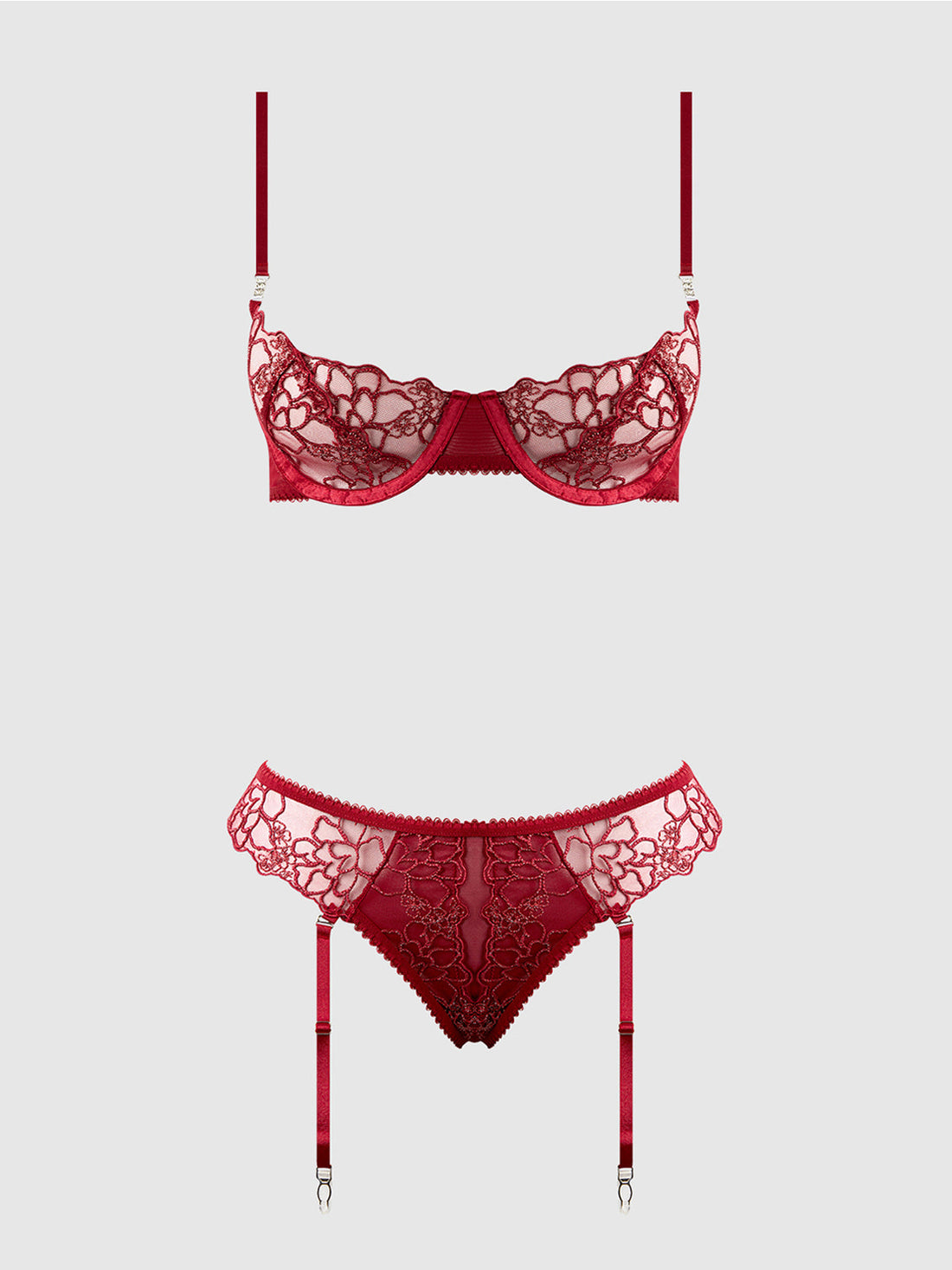 Eden Embroidered Lace Bra and Backless Hipster Set