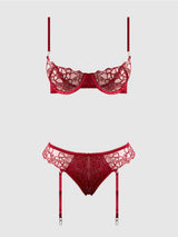 Eden Embroidered Lace Bra and Backless Hipster Set