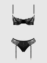 Eden Embroidered Lace Bra and Backless Hipster Set