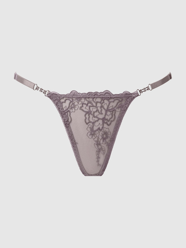 House of Desire Eden Embroidered Lace Crotchless Thong