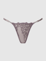 House of Desire Queen Eden Embroidered Lace Crotchless Thong Grey
