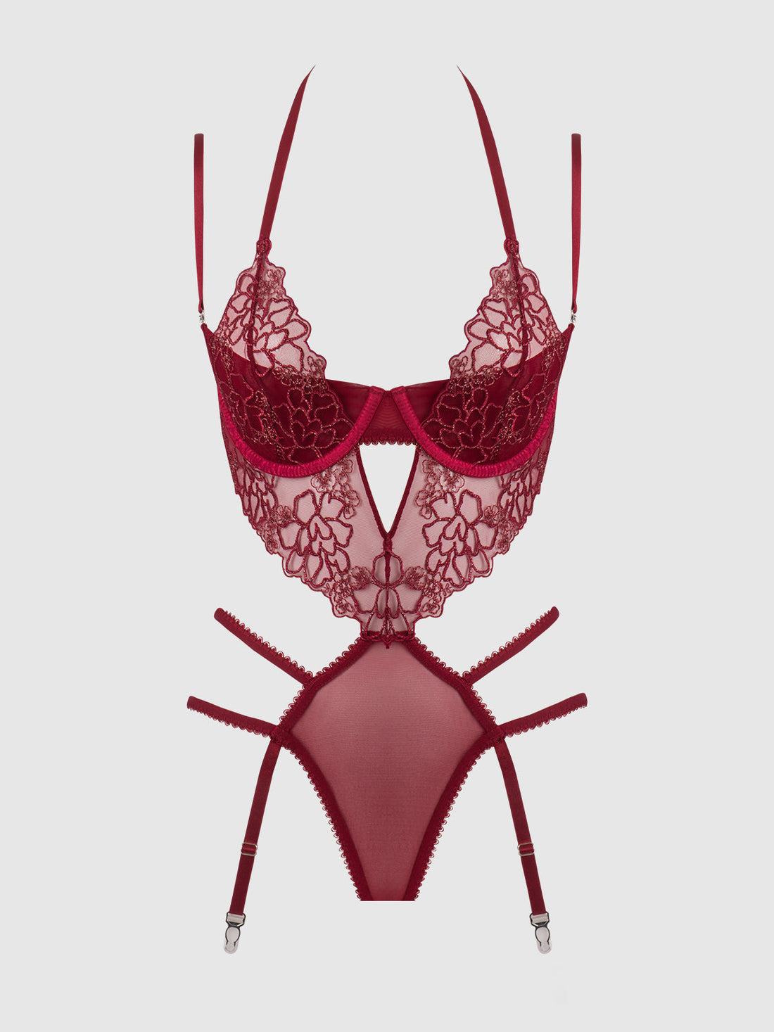 Eden Embroidered Lace Gartered Teddy