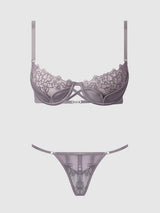 Eden Embroidered Lace Satin Cups Bra & G-String Set