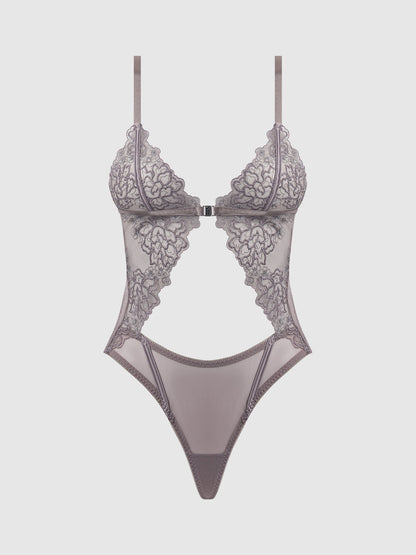 House of Desire Eden Embroidered Lace Wirefree Teddy