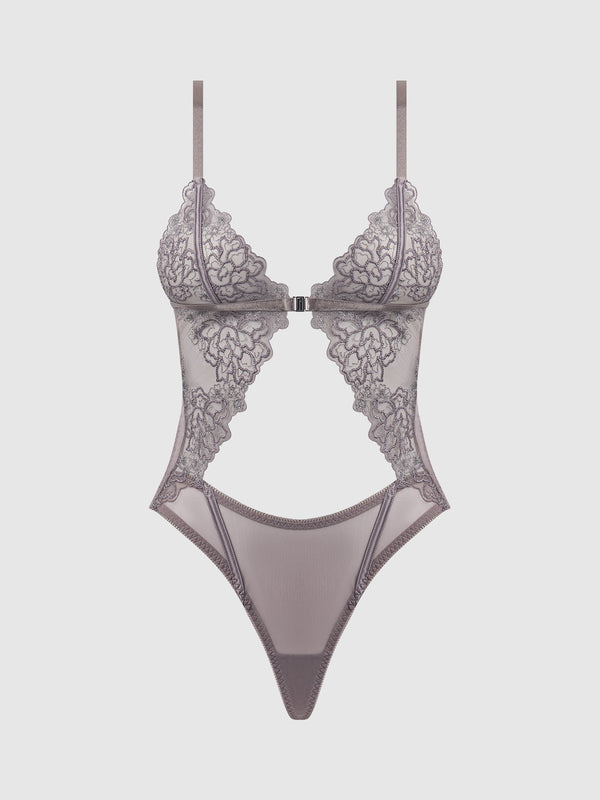 House of Desire Eden Embroidered Lace Wirefree Teddy