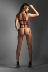 Fantasy Edge Crotchless Open Back Teddy Burgundy-Rebel Romance