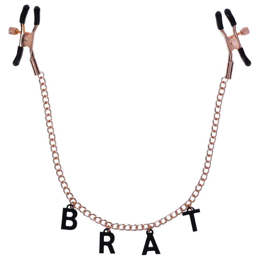 Sex & Mischief Brat Charmed Nipple Clamps Rose Gold/Black