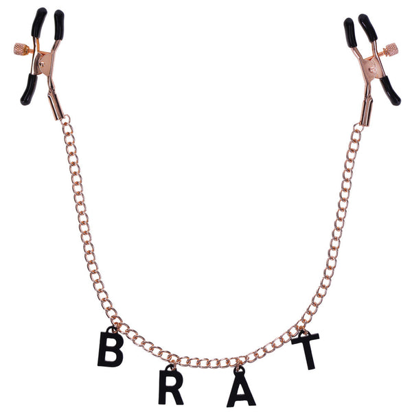 Sex & Mischief Brat Charmed Nipple Clamps Rose Gold/Black