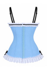 Daisy Corsets Lavish Black/White/Blue Stretch Lycra Bustier Corset with Underwire Cups