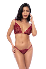 Mapale Contemporary Lace Bralette Bra Set Rosewood