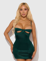 Evangeline Satin & Chain Open Cup & Back Chemise Set