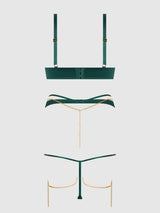 Evangeline Satin & Chain Push Up Bra Set