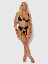 Evangeline Satin & Chain Push Up Bra Set