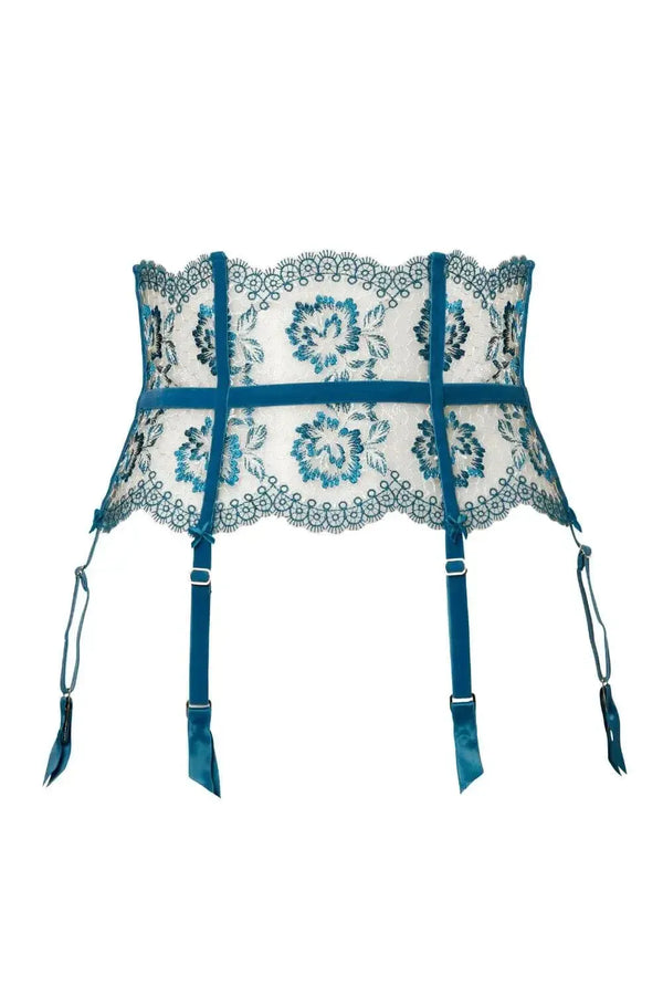 Dita Von Teese Evelina High Waisted Suspender Belt Ocean Blue
