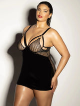 Oh la la Cheri Curvy Excitement Cage Babydoll Dress Fishnet Black-Rebel Romance